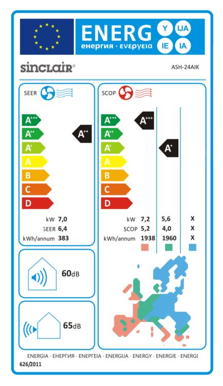 Klimaanlage Sinclair Monosplit Inverter System Kite ASH-24AIK 7kW