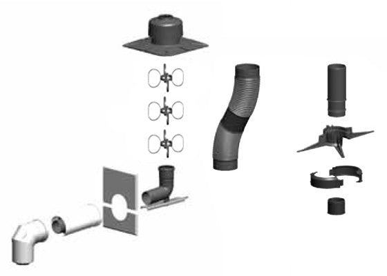 ATEC Komplettpaket Schacht  flexibel 0570, DN60/100 - DN60 bis 14m, raumluftunabhängig