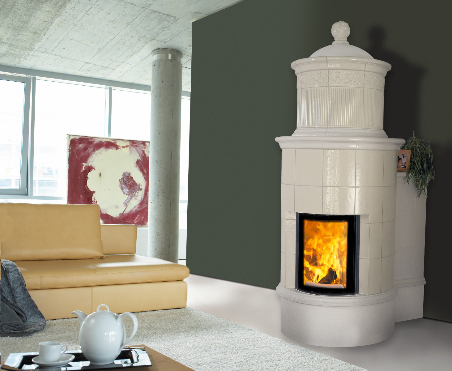 AUSTROFLAMM Kamineinsatz 45X51 K | runde Scheibe | gussgrau |  6 kW | Klimaworld.com