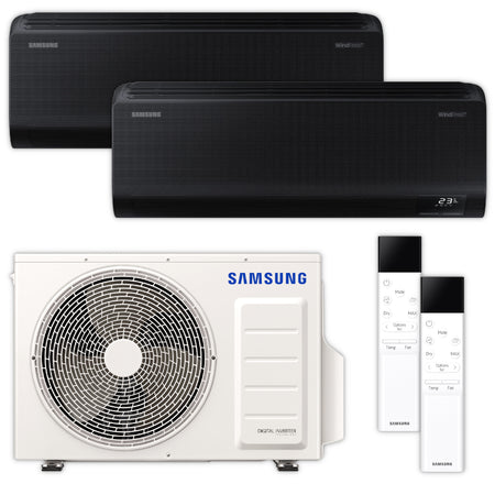Samsung Klimaanlagen-Set mit 2 schwarzen Wandgeraeten WindFree Avant AR70F12C1ABNEU und NASA Aussengeraet | Klimaworld.com