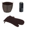 Holzkorb-Set| Holzkorb, Kaminhandschuh, Kaminbesteck| Rattan Braun| 68 L
