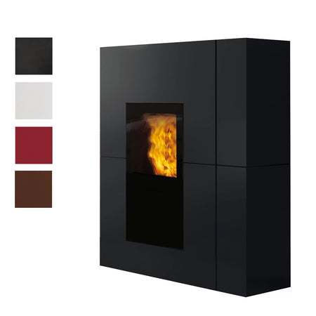 Edilkamin wasserfuehrender Kaminofen BLADE H 23 EVO, Stahl, Abbildung Farbkacheln schwarz, weiß, bordeaux, bronze | Klimaworld.com