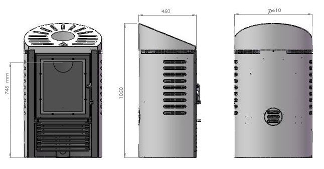 Warmluftkaminofen Mijava Baby Oval Barcelona 7 kW Euroteplo