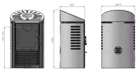 Warmluftkaminofen Mijava Baby Oval Barcelona 7 kW Euroteplo