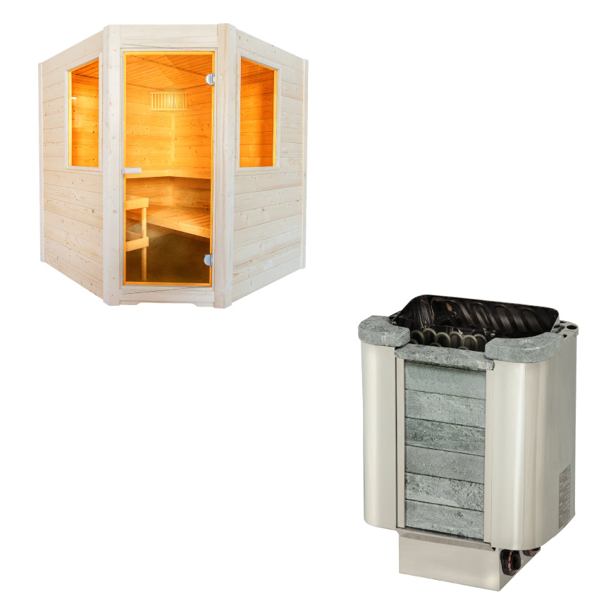 Sentiotec Sauna Set Basic Corner mit Saunaofen Cumulus inkl. Steuerung | klimaworld.com