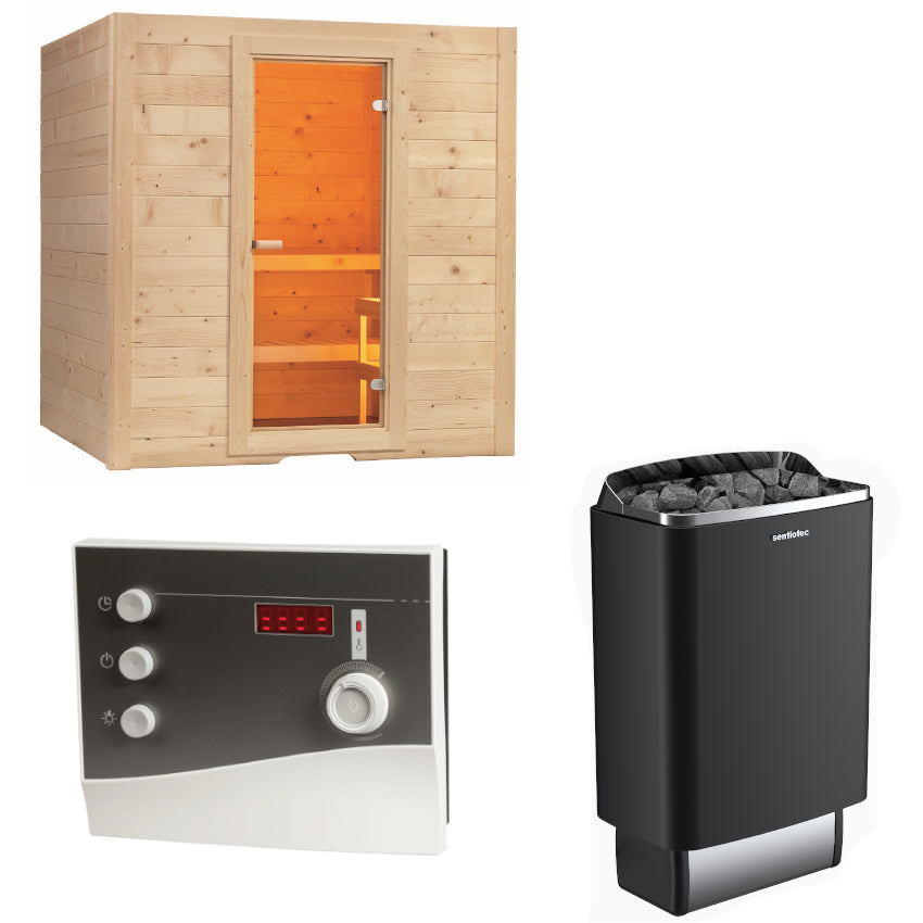 Sentiotec Sauna Set Basic Large mit Saunaofen 100 E und Steuerung K2-Next | klimaworld.com