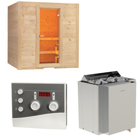 Sentiotec Sauna Set Basic Medium mit Saunaofen Viking Combi und Steuerung K3-Next | klimaworld.com