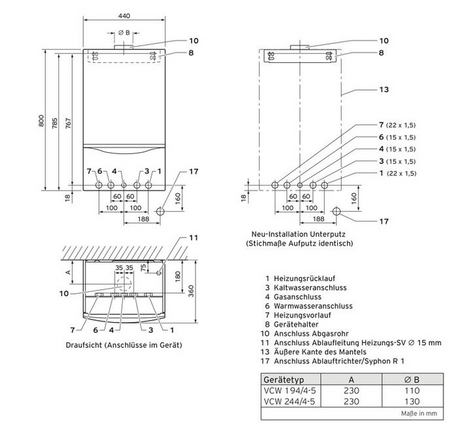 VAILLANT | Gas-Wandheizgerät atmoTEC plus VCW 194/4-5- Bauplan