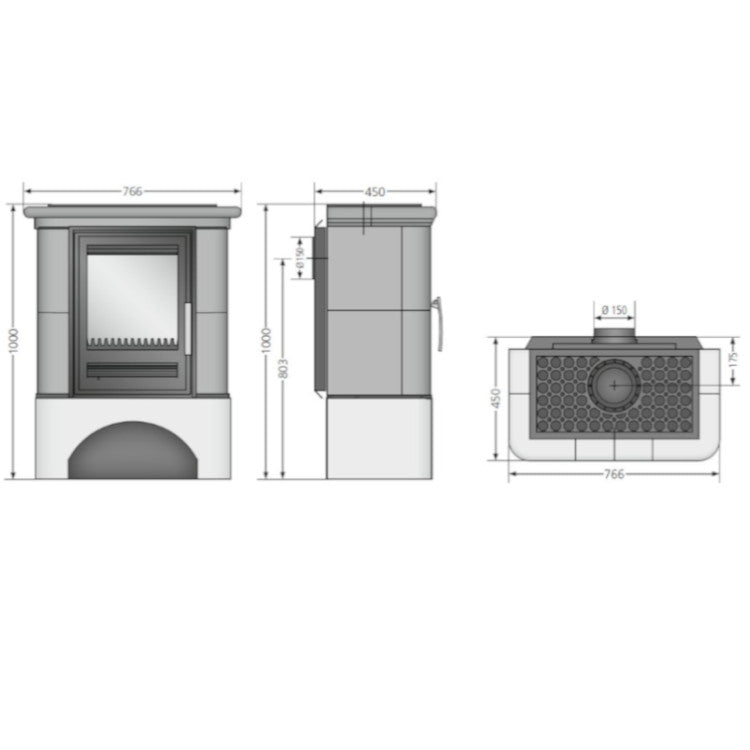 Justus | Kamin | Bavaria | Anthrazit mit Sockel | 7,0 kW ➩ Klimaworld