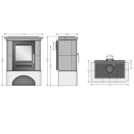 Justus | Kamin | Bavaria | Anthrazit mit Sockel | 7,0 kW ➩ Klimaworld