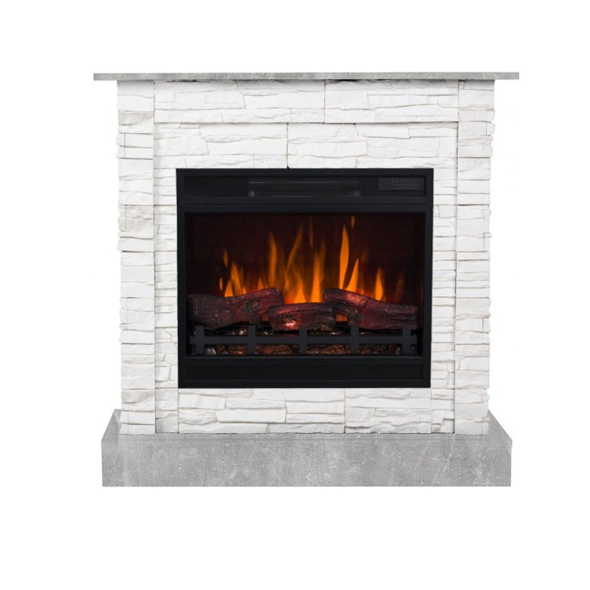 Aflamo LED Standkamin | Vigo Stone 3D weiss/beton