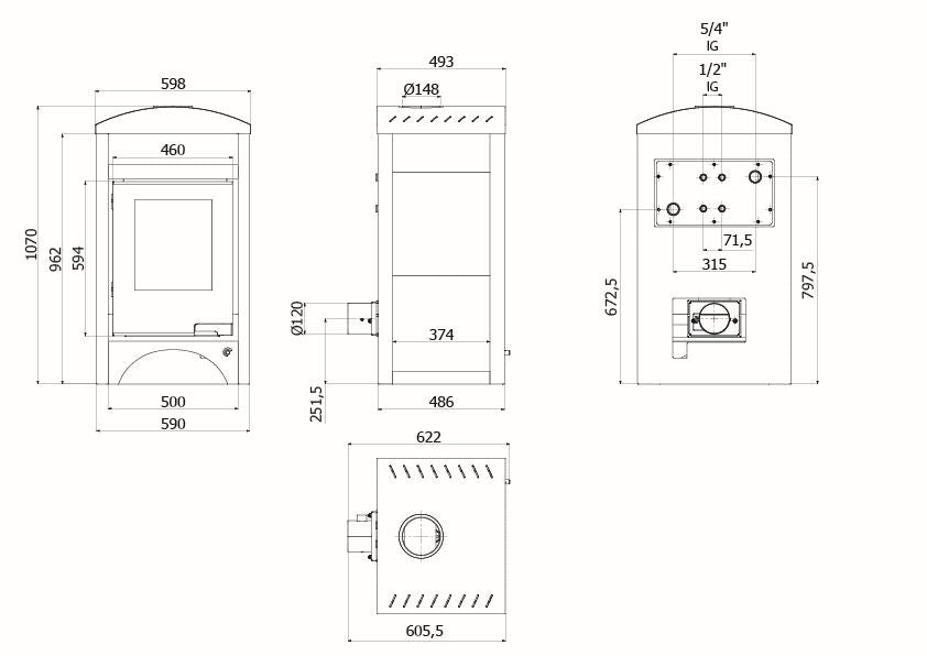  Aquaflam Vario Barma | wasserführender Kaminofen | elek. Regelung | 11/5 kW 