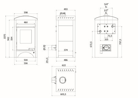  Aquaflam Vario Barma | wasserführender Kaminofen | elek. Regelung | 11/5 kW 
