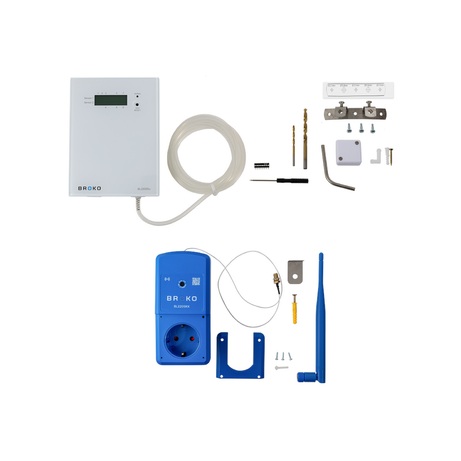BROKO Set für Pellet + KWL Empfänger | BL220SDDu | Schuko 16A + Druckwächter Unterputz