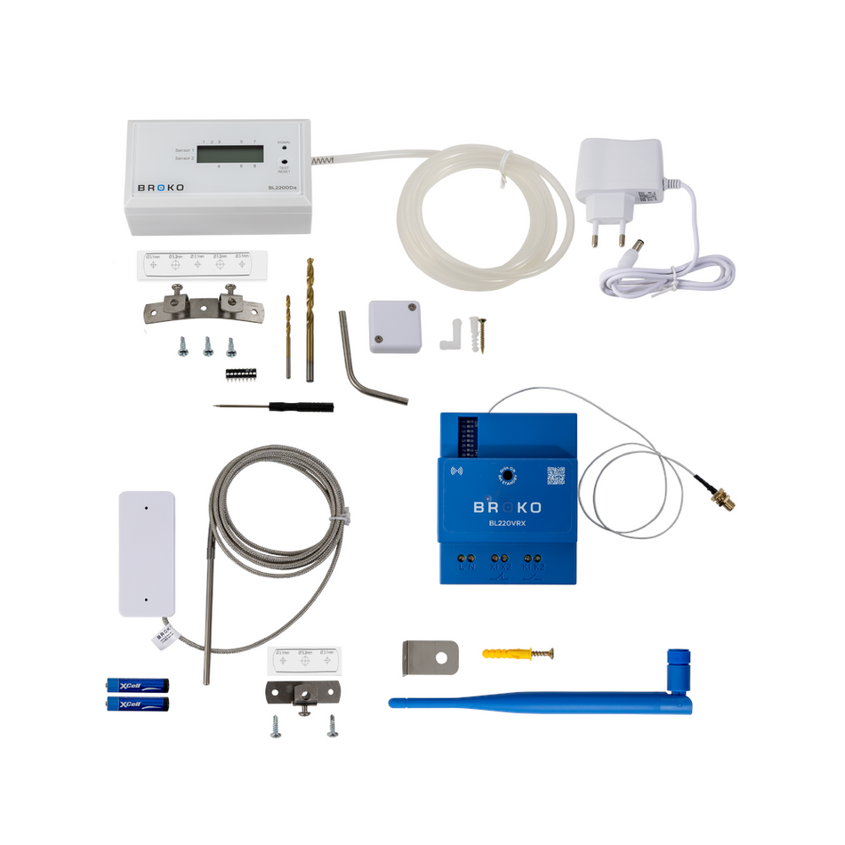 BROKO Set für KWL Empfänger | BL220VTDDa | Hutschiene + Temp + Druckwächter Aufputz