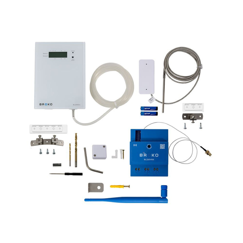 BROKO Set für KWL Empfänger | BL220VTDDu | Hutschiene + Temp + Druckwächter Unterputz