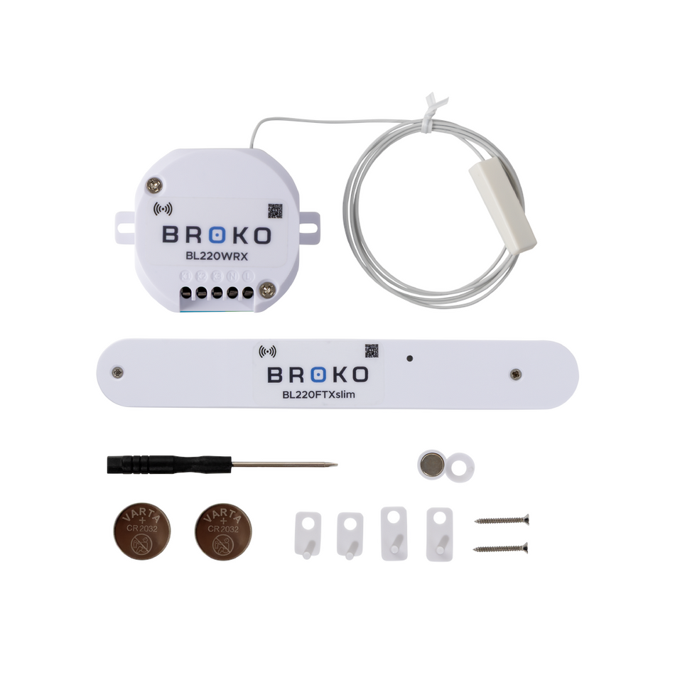 BROKO Set Kochfeldabzug| BL220Wslim | Funk-Schalter Klemmv. + Fensterkontakt Slim