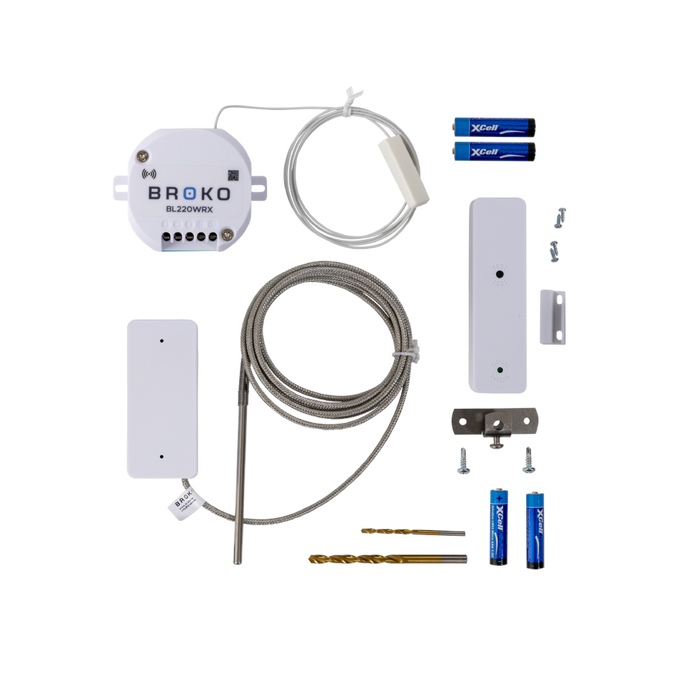 BROKO Set Kochfeldabzug| BL220WT | Funk-Schalter Klemmv. + Fensterkontakt + Temp.