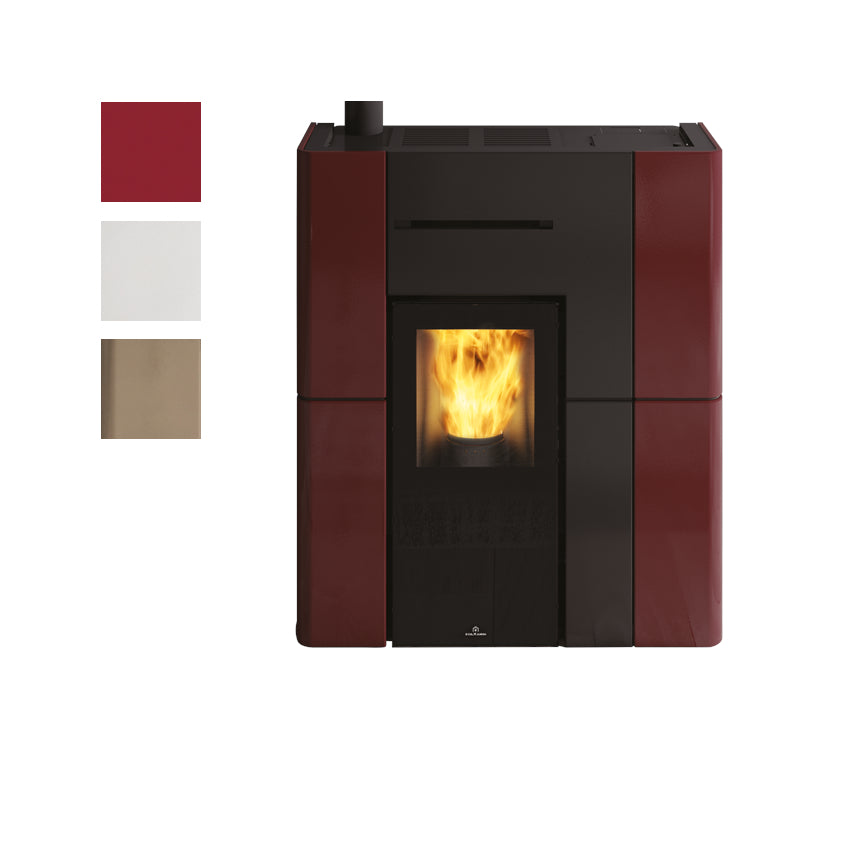 Edilkamin wasserfuehrender Kaminofen BLADE H 23 EVO, Keramik, Abbildung Farbkacheln bordeaux, weiß, beige | Klimaworld.com