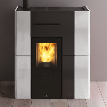 Edilkamin Pelletofen wasserführend Blade H15 Keramik weiß