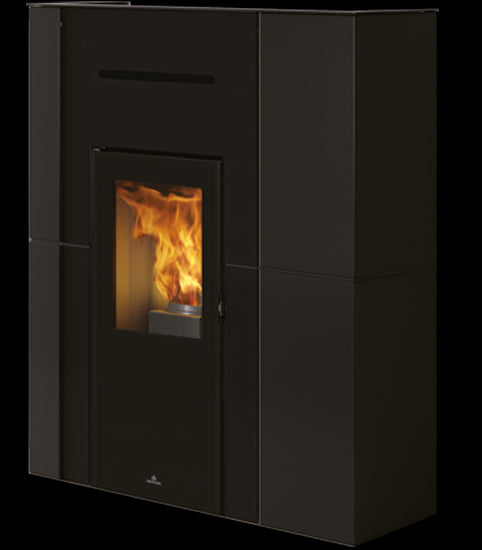 Edilkamin Pelletofen Blade H15 Stahl schwarz mit Glaseinsatz