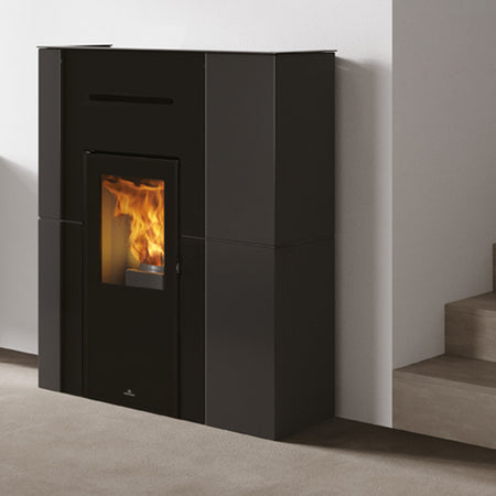 Edilkamin Pelletofen Blade H15 Stahl schwarz mit Glaseinsatz