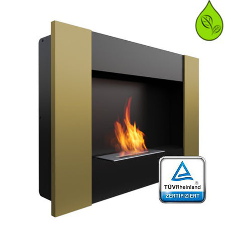 Kratki Biokamin Dekorativ-Wandkamin Bravo2 Galvanisch -Gold TÜV 