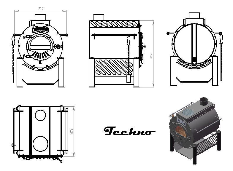 Bruno I Luftheizofen Techno Warmluft Zeichnung 1