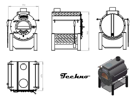 Bruno I Luftheizofen Techno Warmluft Zeichnung 1