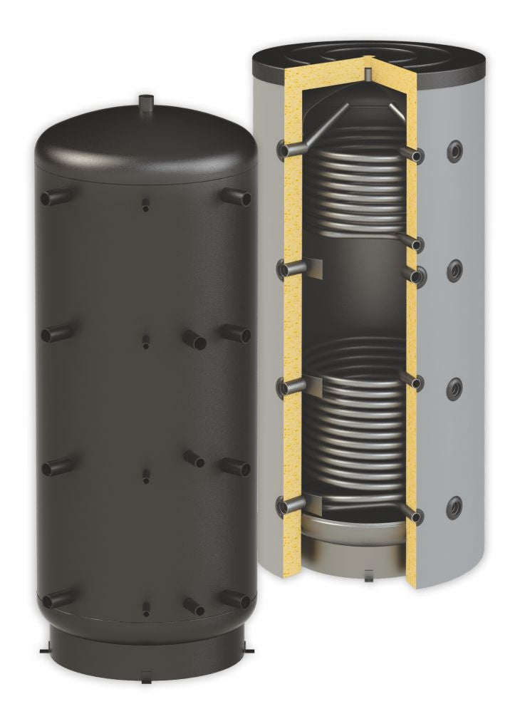 Pufferspeicher ThermoFlux 500 Liter Heizungswasser PBM-RR 90° Anschlüsse 2 WT | www.klimaworld.com