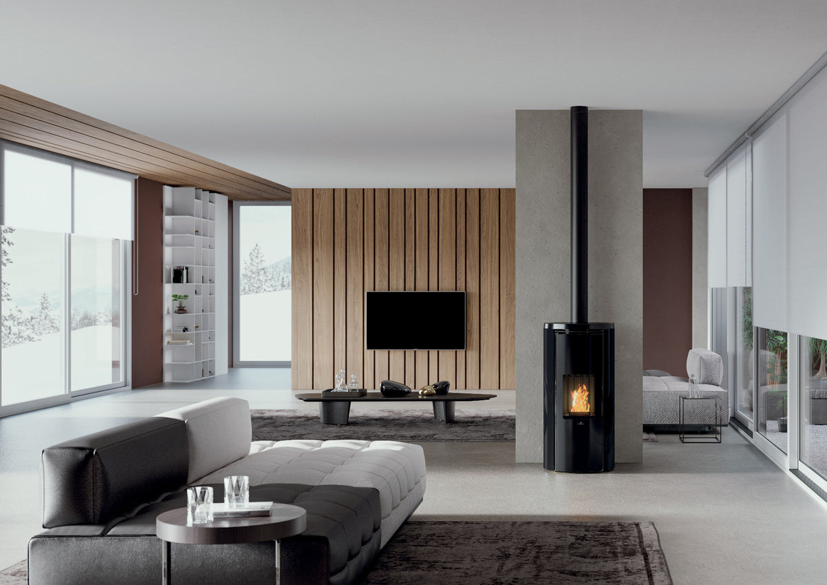 Edilkamin Pelletofen Celia Air Tight Plus Verkleidung Glas Schwarz