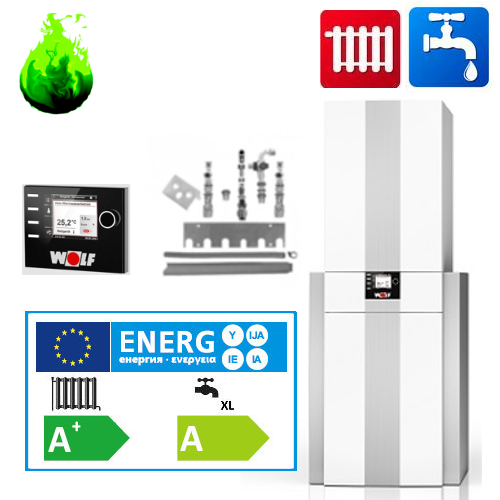 Gas-Brennwertherme Wolf Paket CGS-2-14 mit Speicher CSW 120 Regelung BM-2 