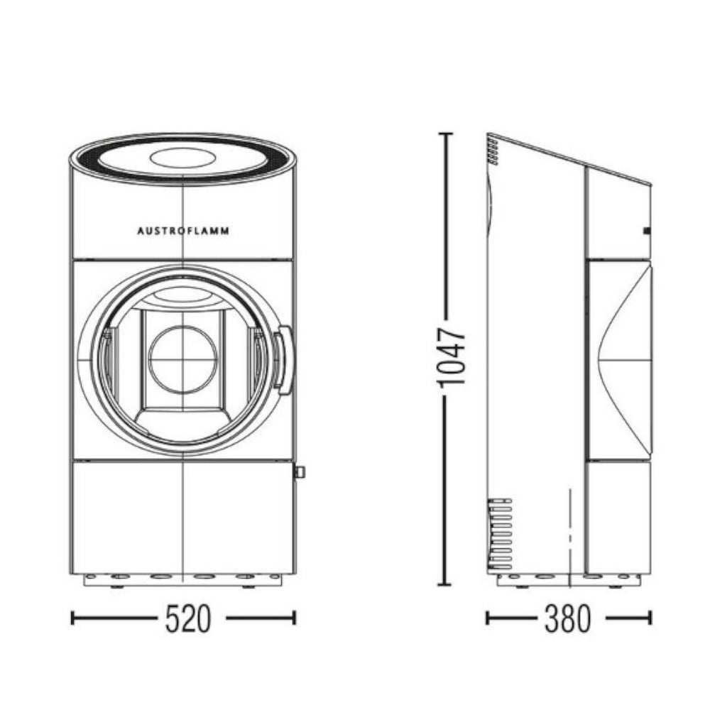 Austroflamm Kaminofen Clou Compact | Maße | Klimaworld.com 