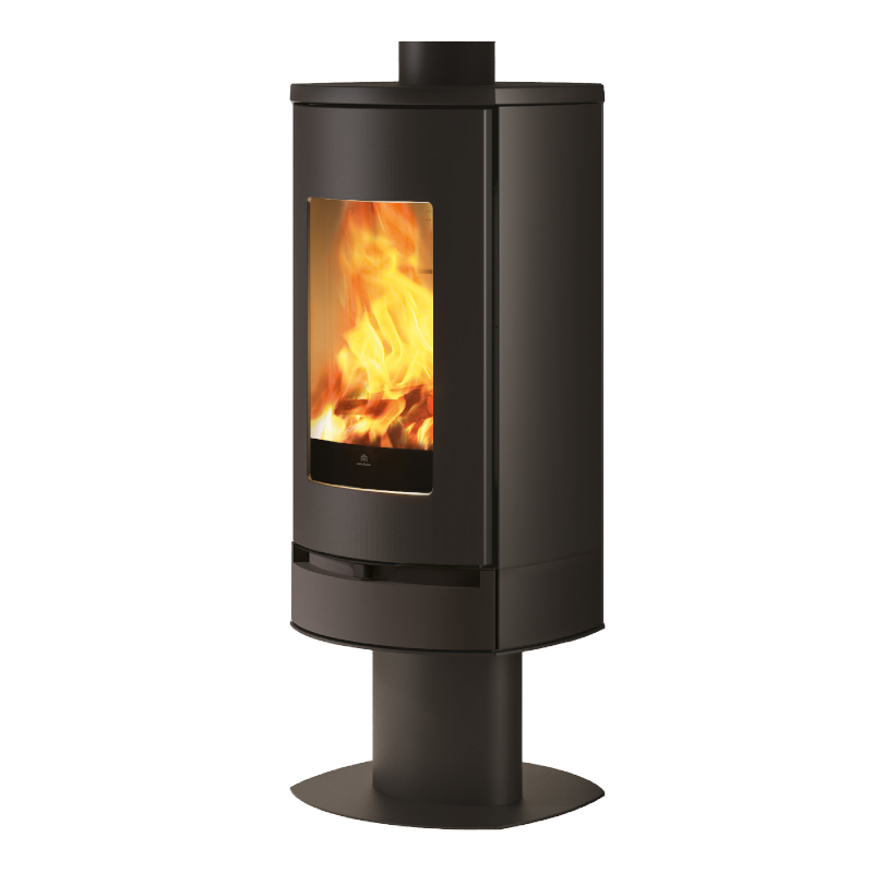 Edilkamin luftgeführter Kaminofen Code J Evo mit 8,1 kW Feuerraum Guss | mit Stahlkorpus in schwarz, frontal | Klimaworld.com