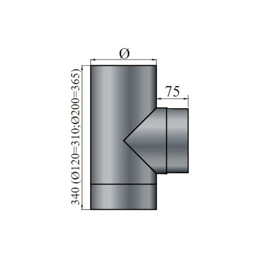Rauchrohr T-Stück, Ø 160 mm, Farbauswahl | Klimaworld.com