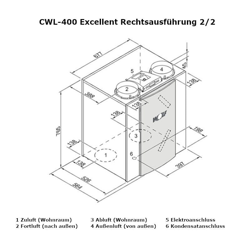 WOLF | Wohnraumlüftung | CWL-400 Excellent | Anschluss 2/2 