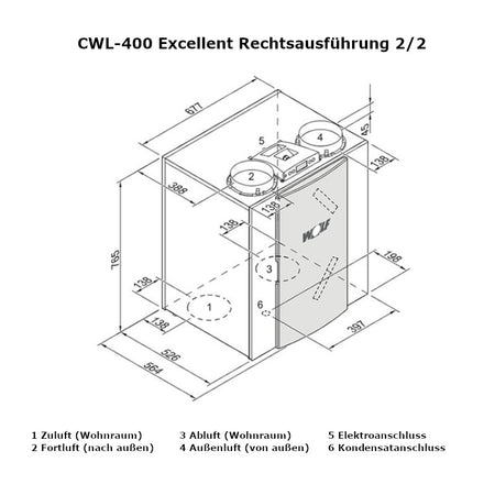 WOLF | Wohnraumlüftung | CWL-400 Excellent | Anschluss 2/2 