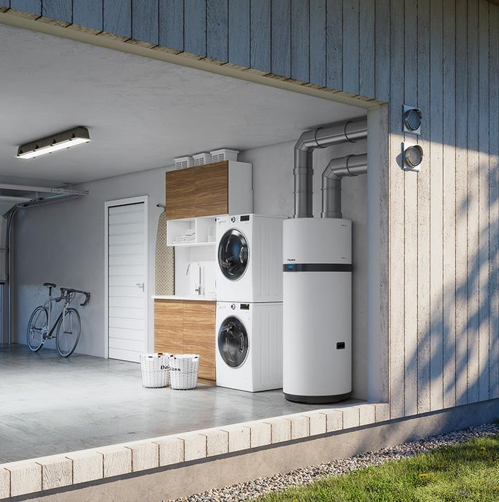 DAIKIN bivalente Brauchwasserwärmepumpe Altherma M HW 200 mit 1,5 kW Heizstab, Ambiente | Klimaworld.com