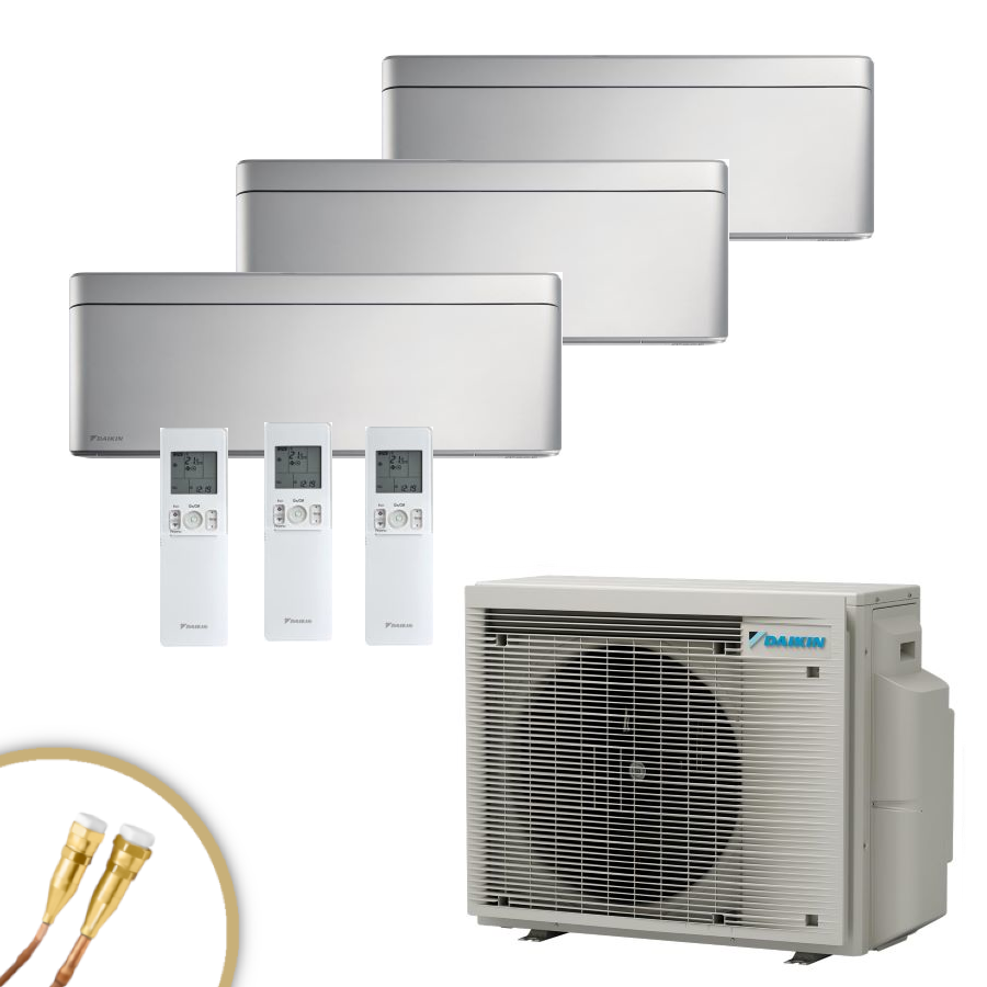 DAIKIN Stylish MultiSplit mit 3 Inneneinheiten in Silber