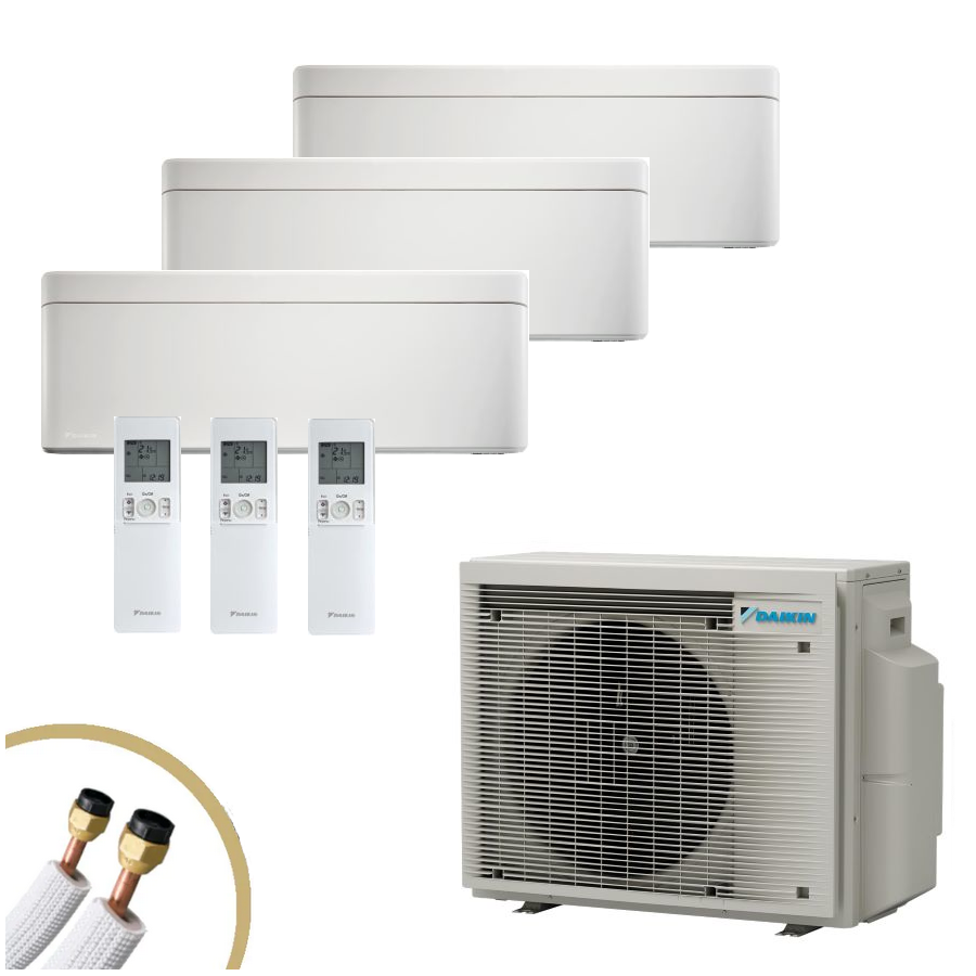 DAIKIN Stylish 3x CTXA15cw Wandgeräte + 3MXM40A9 mit Kupferrohrleitung