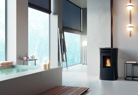 Edilkamin Pelletofen Dania Air Tight Plus Glas Schwarz Ambiente