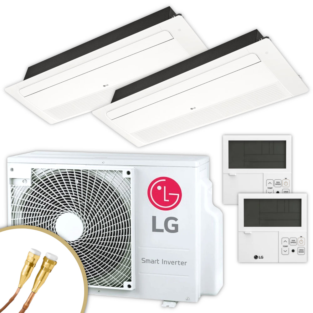 LG Multisplit Klimaanlage Deckenkassetten-Set | 2,6 kW + 3,5 kW | Quick-Connect