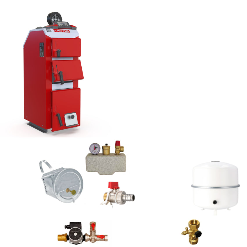 Defro Festbrennstoffkessel Optima Komfort 3,9 kW Komplettset 1 | klimaworld.com