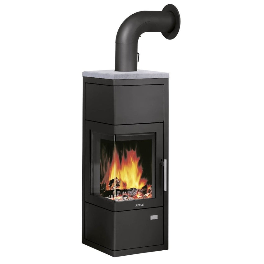 Diego W+ | Stahl Schwarz mit Abdeckplatte Speckstein