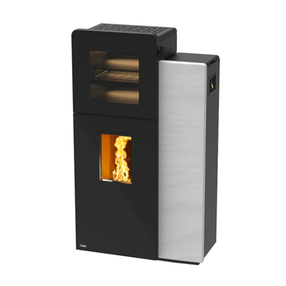 RIKA Pelletofen DOMO BACK, mit weissem Stein | klimaworld.com