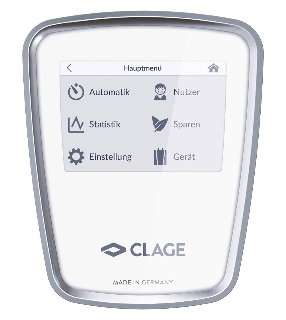 CLAGE Durchlauferhitzer DSX Touch, Display Hauptmenü | klimaworld.com