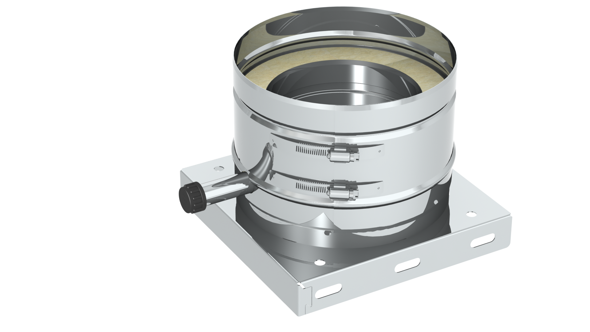 Grundplatte mit 1/2" Außennippel, Verschlusskappe und Kondensatablauf seitlich