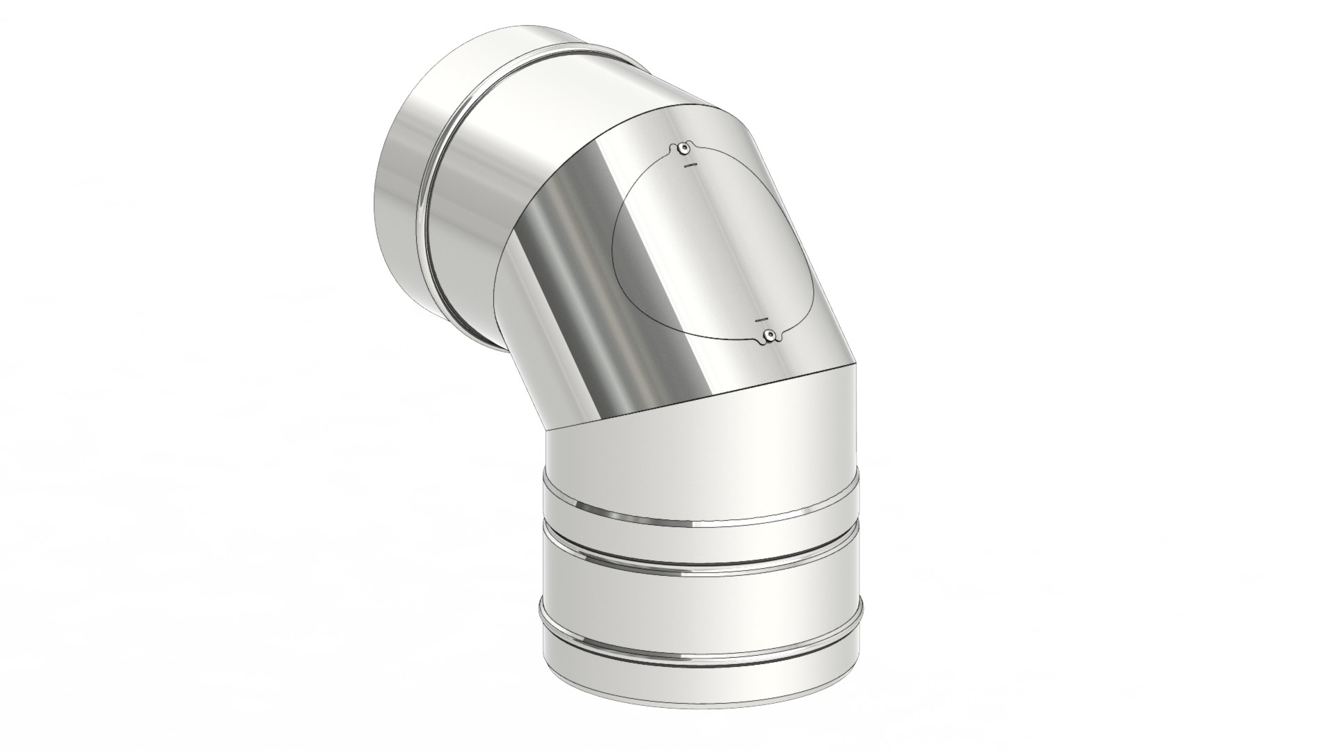 Revisionswinkel 90° mit "Design" Deckel für Festbrennstoffe Rückansicht