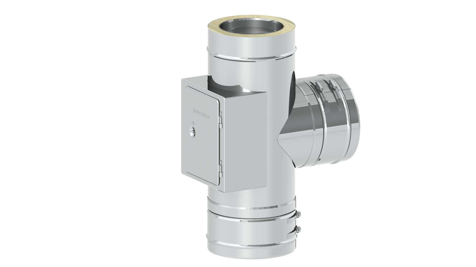 T-Anschluss 90° mit Reinigung gegenüberliegend (gleiche Höhe)