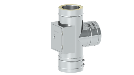 T-Anschluss 90° mit Reinigung gegenüberliegend (gleiche Höhe)